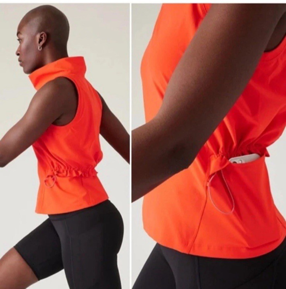 Athleta Shirt Womens XS Orange Venture Out Vermillion Adjustable Workout Tank